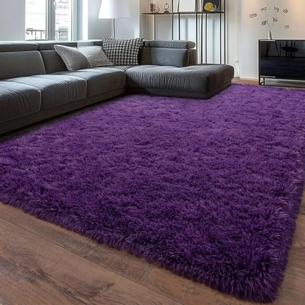 New 8x10 Purple Shag Rug, Ultra Soft Fluffy Non-Slip Carpet for Home, Room Decor